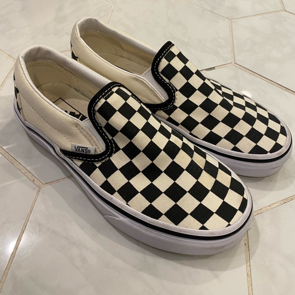Vans Black and White Checkered Slip-On Shoes